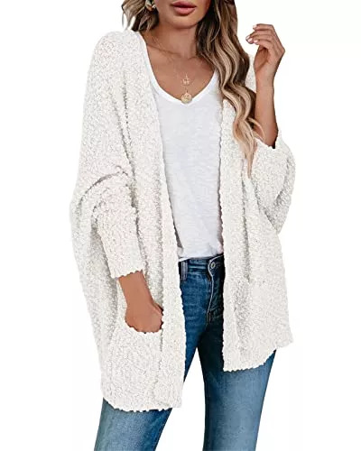 Saodimallsu Strickjacken Saodimallsu Damen Strickjacke Popcorn Oversized Offene Front Boyfriend Fledermaus Langarm Fuzzy Knit Cardigan