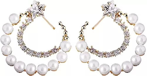 PSVOD Schmuck Fashion Vintage Pearl Diamond Star Persönlichkeit Mode Exquisite Ohrringe Day Geschenke for sie