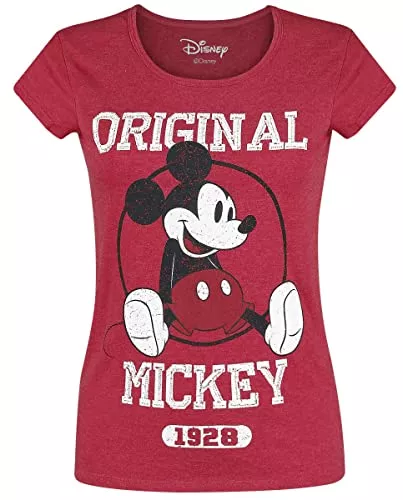 Mickey Mouse T-Shirts Mickey Mouse Original Frauen T-Shirt rot meliert