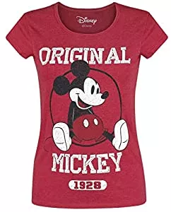 Mickey Mouse T-Shirts Mickey Mouse Original Frauen T-Shirt rot meliert