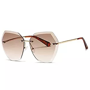 kimorn Sonnenbrillen & Zubehör kimorn Sonnenbrillen für Frauen Übergroße randlose Diamant-Schneidlinse Klassisch Eyewear AE0534