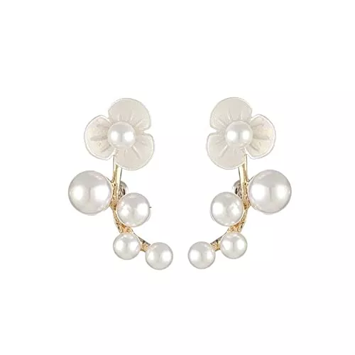 Sudemota Schmuck Sudemota Damenohrringe Ohrstecker for Frauen Legierung Perle Blumen Einfach Aussage Mode Geschenke Abschlussball Täglich