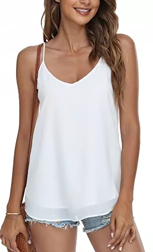 MISS MOLY Tops MISS MOLY Damen Chiffon Top Ärmellose Blusentop Sommer T-Shirt Tank Top Lässige Trägertop