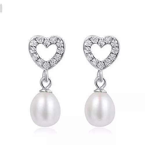 CCSYM Schmuck 925 Sterling Silber Ohrringe Damen Mädchen Ohrstecker,Liebe Hohle Perlenohrringe Koreanische Mode Einfache Exquisite Temperament Schmuck Anti-Allergie-Weihnachtsgeschenk Lustig