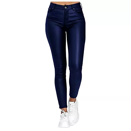 Ansenesna Hosen Ansenesna Lederhose Damen High Waist Skinny Elegant Hose Frauen Lederoptik Eng Schmales Bein Leder Jegging Hosen