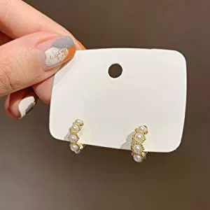DuraMount Schmuck Ohrring Modischer C-förmiger Temperament-Ohrring Koreanische Neue einfache nachgemachte Perlen-kleine Creolen für Frauen Boucle D'oreille