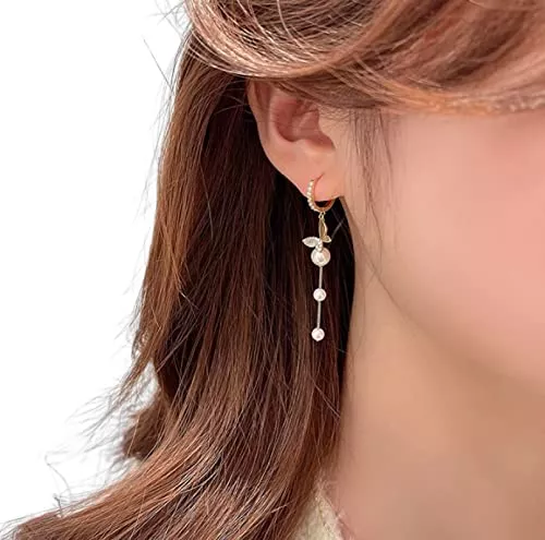 Bysonglezai Schmuck Bysonglezai Perlenohrringe Damen Ohrstecker Ohrringe Mädchen Ohrhänger Geschenke Retro Einfache Perle Schmetterling Zirkon Baumeln Ohrringe Für Frauen Kristall Wasser Tropfen Schmuck Zubeh