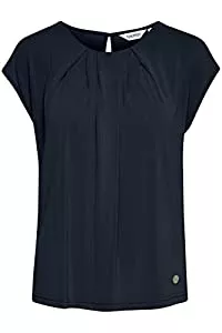 OXMO Ärmellose Blusen OXMO OXBjalla Jersey Top Damen Shirt Bluse mit Rundhalsausschnitt und kurzen Ärmeln