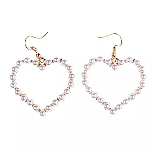 DuraMount Schmuck Ohrring Neue herzförmige simulierte Perlenohrringe Ohrringe für Frauen Trendy Schmuck Charm Hochzeit Statement Ohrringe