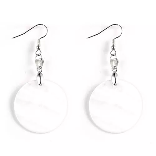 NagpintS Schmuck Damen-Muschelohrringe – Kreis, Natürliche Muschel-Tropfenohrringe, Baumelnde Runde, Hohle Muschel-Ohrringe, Sommer-Strand-Ohrring, Freizeit- Und Energiehaken, Schmuckparty