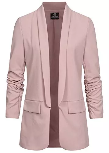 Styleboom Fashion Blazer Styleboom Fashion® Damen 3/4 Arm Longform Blazer 2 Deko Taschen