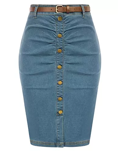Belle Poque Röcke Belle Poque Damen Vintage Knielang Rock Business Rock Pencil Rock Bodycon Rock