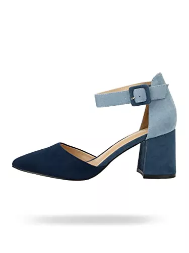 Rio Fiore High Heels Rio Fiore Damen Pumps, Schwarz/Grau/Blau/Weinrot/Taupe/Grün/Fuchsie/Violett/Koralle, 7.5cm Blockabsatz, Extra-Komfort, Pumps mit Riemen, Wildlederimitat, Riemchenpumps, H1877-A0142