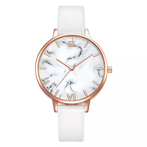 SHENGKE Uhren SHENGKE Damen Armbanduhr Kreative Frauen Uhren Marke Uhr Frauen Mesh Kleid Uhr Echtes Leder