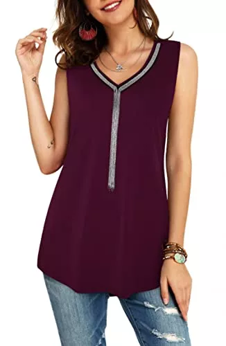 Siddhe Ärmellose Blusen Siddhe Damen Bluse Elegant V-Ausschnitt Ärmellose Tank Tops Business Lässige Quaste Tunika Oberteile