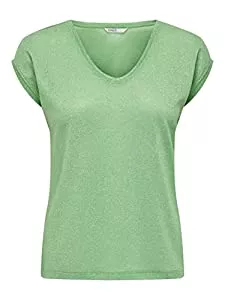 ONLY T-Shirts ONLY Damen T-Shirt Onlsilvery S/S V Neck Lurex Top JRS Noos