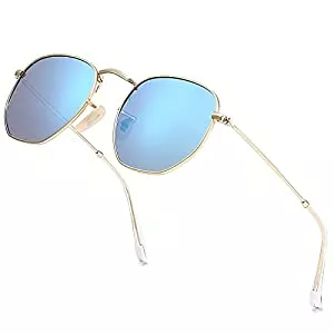 Dollger Sonnenbrillen & Zubehör Dollger Polarisierte Sonnenbrille für Damen Herren Vintage Trendy Hexagonal Metallrahmen Quadratische Sonnenbrille UV400 Schutz