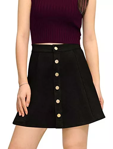 Allegra K Röcke Allegra K Damen A Linie Hohe Taille Wildleder Knopfleiste Minirock Rock