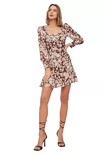 TRENDYOL Freizeit TRENDYOL Frau Mini A-Linie Regular Fit Webstoff Kleid