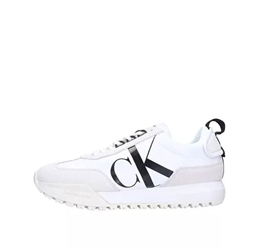 Calvin Klein Sneaker & Sportschuhe Calvin Klein Damen Sneaker Schuhe New Retro Runner Sneaker Logoschriftzug Leder-/Textilkombination Sport Halbschuhe Uni Sneaker Damen weiß flach ck Leder