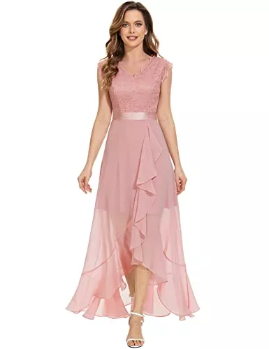 Dressystar Abendkleider Dressystar Damen Elegant Abendkleider Hochzeit V-Ausschnitt Cocktailkleid Maxi Vokuhila Brautjunferkleid