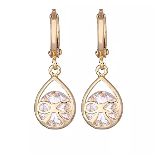Homxi Schmuck Homxi Damenohrringe Hängend,Ohrhaken Ohrringe Kupfer Hoop und Wassertropfen Zirkonia Baumelnde Ohrringe Gold