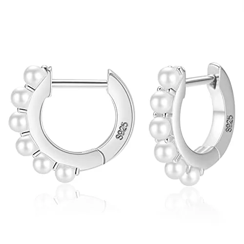 MOROTOLE Schmuck Perle Creolen für Frauen Kleine Perle Creolen Hypoallergen Tropfen Ohrringe, 14K vergoldet Leichte Offene Große Kreis Runde Perlen Ohrringe Schmuck Geburtstagsgeschenk für Frauen Mädchen