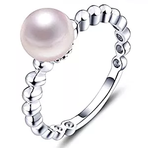 YL Schmuck YL Damen Perlen Ring 925 Sterlingsilber 8 mm Süßwasser-Zuchtperle Ring