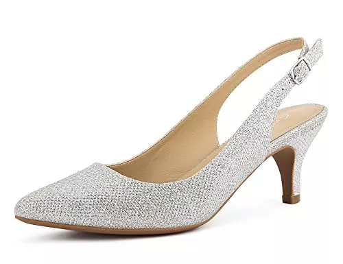 Greatonu High Heels Greatonu Spitz Sandalen Slingback Kitten Absatz Pointed Toe Pumps