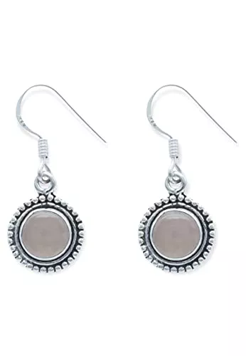 mantraroma Schmuck Ohrringe 925 Silber Stein Edelstein Ohrhänger echt Silber Damen Sterling Silber Hänger Geschenk (MOH-090)