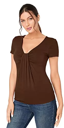 J.Corrine Kurzarmblusen J.Corrine Damen Bluse Kurzarm Oberteile Sommer Sexy Tiefer V-Ausschnitt T-Shirts