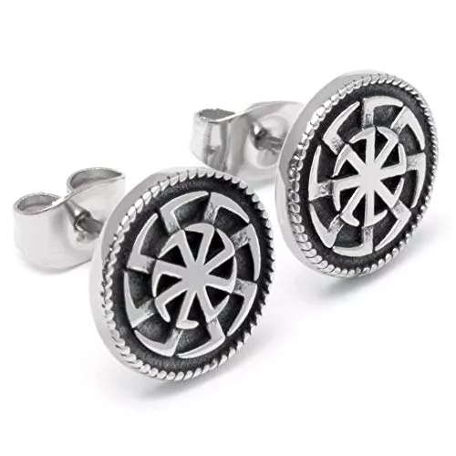 Schmuck-Checker Schmuck Schmuck-Checker Sonnenrad Ohrstecker aus 316L Edelstahl silber Germanen Wikinger Slawen Ohrringe Geschenk