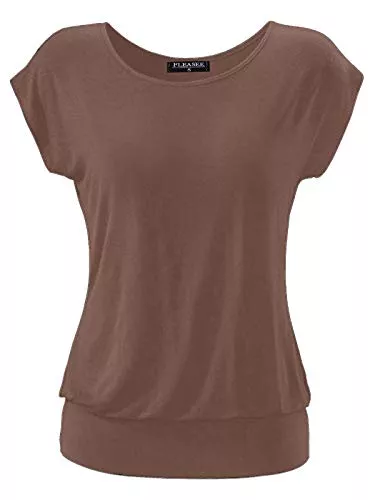 FLEASEE T-Shirts FLEASEE Damen T-Shirt Kurz Ärmel Bluse Stretch Lässig Tunika Allover Druck Oberteile Top
