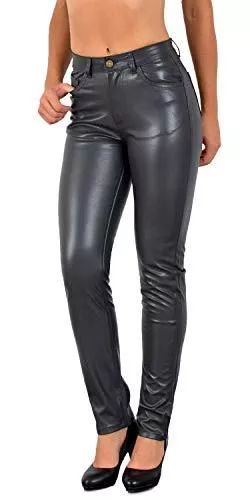 ESRA Hosen ESRA Damen Lederhose Kunstlederhose Damen Hose in Leder Optik bis Übergrösse J295