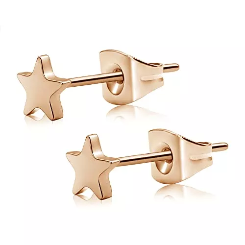 Artskin Schmuck Titan Frauen Ohrstecker Nickel frei hypoallergen Mädchen Ohrring Ohrstecker für empfindliche Ohren zierlich herzförmigen Ohrring für Frauen Mädchen Teens - schwarz, Silber, Gold, Rose Gold