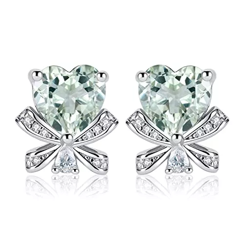 JewelryPalace Schmuck JewelryPalace Herz Liebe Bogen 2.8ct Echt Grün Amethyst Ohrstecker Silber 925 Damen, Naturstein Schmuck Set, Schmetterling Ohrringe Silber mit Schleife Edelstein Mädchen, Stein Geschenk für Frauen