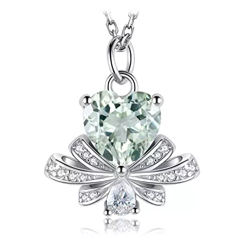 JewelryPalace Schmuck JewelryPalace Herz Liebe 2.2ct Echt Grün Amethyst Ketten Anhänger 45CM, Kette mit Schleife Schmuck Set, Halskette Damen Silber 925 Collier Damen, Kette Naturstein für Frauen Jahrestag, Schmuck Mädchen