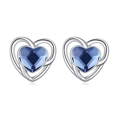 CHENGHONG Schmuck Ohrringe Mädchen 925 Silber Tier Ohrstecker Pferde Katze Einhorn Waschbär Kuh Hypoallergen Blau Kristall Stecker Schmuck für Kinder Damen