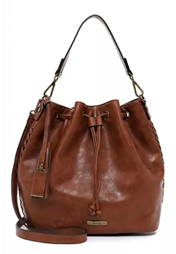 Tamaris Taschen & Rucksäcke Tamaris Damen Schultertasche Beuteltasche Kordelzug Ornament Design Janne 32003, Farbe:Braun
