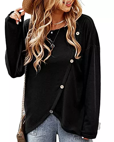 datasy Pullover & Strickmode datasy Pulli Damen Oberteile Oversize Sweatshirt Fledermausärmel Große Shirt für Damen Langarmshirt Strickpullover Langarm Winter Herbst Basic T-Shirts