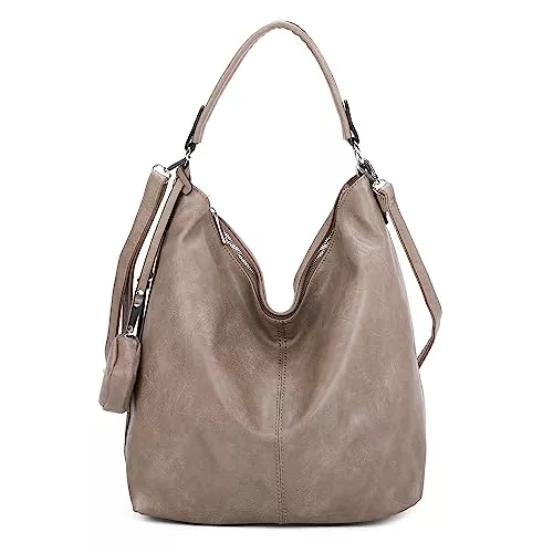ITALYSHOP24 Taschen & Rucksäcke OBC DAMEN TASCHE SHOPPER Hobo-Bag Schultertasche Umhängetasche Handtasche Damentasche Reisetasche Beuteltasche Leder Optik