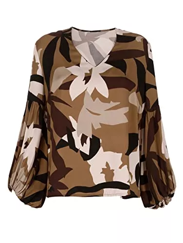 Alba Moda Langarmblusen Alba Moda Jerseybluse Damen VAusschnitt Langarm mit leichtem Ballonärmel Floral, Grafisch