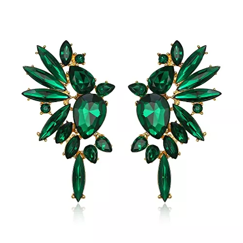 EVER FAITH Schmuck EVER FAITH Kristall Statement Ohrringe, Art Deco Marquise Drop Cluster Braut Bling bunte baumeln Ohrringe für Damen Iridescent AB Gold-Ton