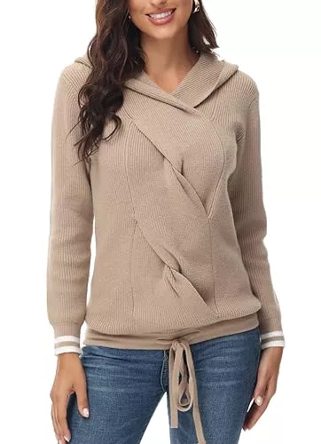 TrendiMax Pullover & Strickmode TrendiMax Pullover Damen Hoodie Strickpullover Langarm Sweatshirts Kapuzenpullover Damen Zopfmuster Pullover Herbst Strickpulli Winterpullover Casual Sweater Tops