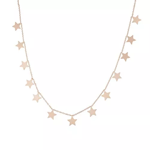 inSCINTILLE Schmuck inSCINTILLE Stern Halskette Damen Rostfreier Stahl mit Verstellbarer Schließe, Stern Kette 1/2/3 Faden mit Geschenkbox (1 Faden - Rose Gold)