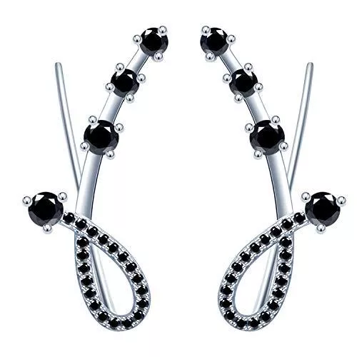 Yumilok Schmuck Yumilok Bling Damen Ohrstecker Ohrringe Ohrklemmen 7 Kristalle Musiknote 925er Sterling Silber Hypoallergen Ohrschmuck Ear Cuffs für Frauen Mädchen