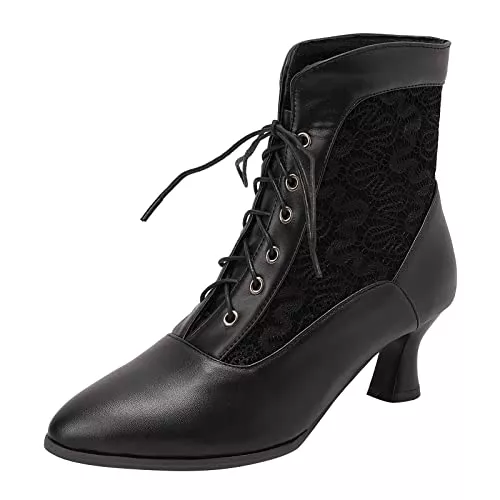COOLCEPT Stiefel COOLCEPT Damen Vintage Viktorianische Stiefel Schnüren