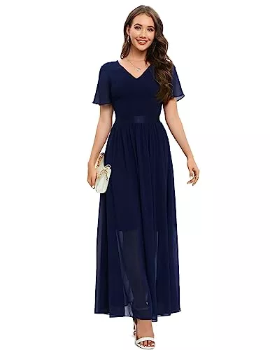 DRESSTELLS Abendkleider DRESSTELLS Damen Ballkleid Maxi Lang Abendkleider Elegant für Hochzeit Cocktailkeid Elastischer Oberkörper