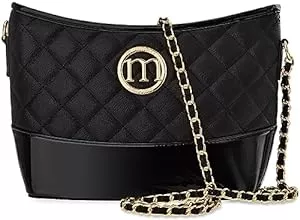 Generisch Taschen & Rucksäcke Generisch Monnari elegante Damenhandtasche Schultertasche Kette gesteppt lackiert schwarz