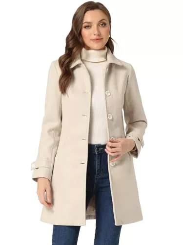 Allegra K Mäntel Allegra K Damen Bubikragen Winter Outwear WintermantelTrench Pea Coat Mäntel
